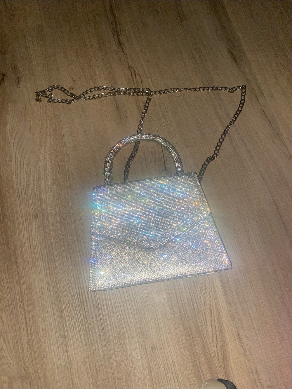 Sparkling Crystal Mini Top-Handle Bag - Silver